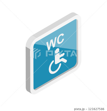 3D Isometric Flat Vector Set of Restroom Signs, Wasthroom Pictograms. Item 4 121627586