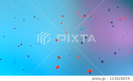 Freeze motion shot of dancing colors shapes isolated on gradient background 121628054