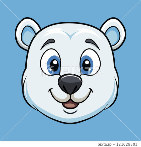 Portrait of cute polar bear cub on blue background. Vector illustration Portrait of cute polar bear cub on blue background. Vector illustration 121628503