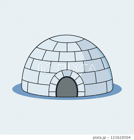Igloo, home of the northern peoples. Simple flat vector illustration. Isolated on white background Igloo, home of the northern peoples. Simple flat vector illustration. Isolated on white background 121628504