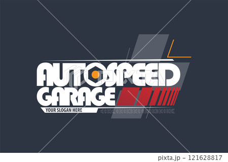 Simple sport car garage themed auto repair service automotive logo design for branding 121628817