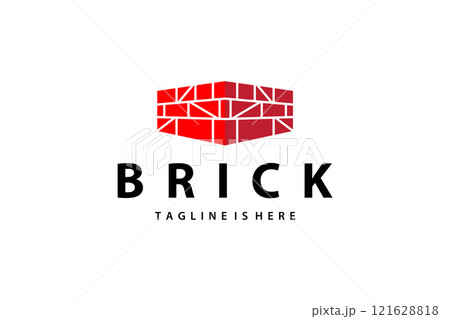 minimalist design concept simple logo brick structure building material illustration template symbol 121628818