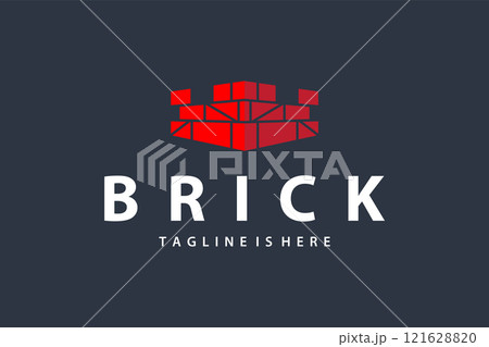 minimalist design concept simple logo brick structure building material illustration template symbol 121628820