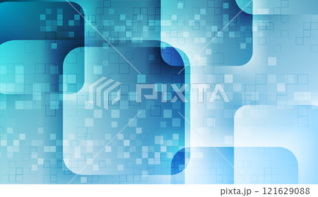Blue white glossy squares and mosaic abstract technology design 121629088
