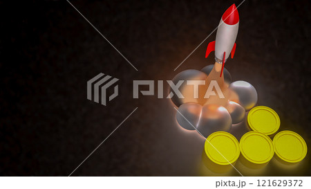 The Rocket and coins for Business or start up concept 3d rendering. 121629372