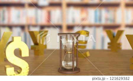 The Sand clock and money symbol for Business concept 3d rendering. The Sand clock and money symbol for Business concept 3d rendering. 121629382