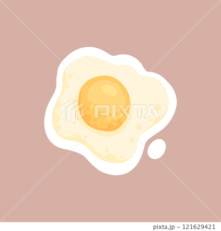 Fried egg diary sticker. Words, characters and quotes for planner journal. Trendy notebook decor with girls, food and cats. Daily reminder vector set as coffee cup, love letter, rainbow and light bulb 121629421