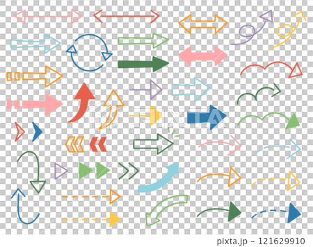 A set of simple and easy-to-use arrow illustrations - Colorful version 121629910