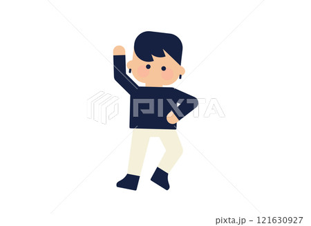 踊る男性のフラットイラスト ( ベクター人物素材 デフォルメ シンプル ) 121630927
