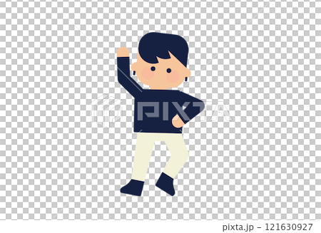 踊る男性のフラットイラスト ( ベクター人物素材 デフォルメ シンプル ) 121630927