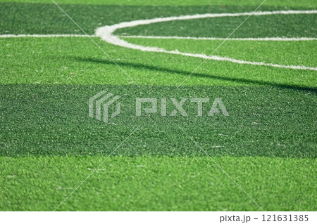 artificial green grass soccer field with white line artificial green grass soccer field with white line 121631385