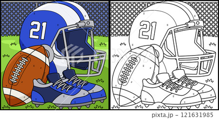 American Football Equipment Coloring Illustration 121631985