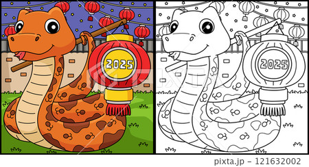 Year of the Snake Holding a Lantern 2025  121632002