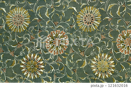 時代がある古裂、花唐草文様の和更紗 121632016