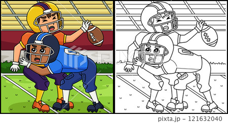 American Football Player Tackle Illustration 121632040