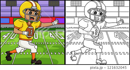 American Football Player Pushing Illustration 121632045