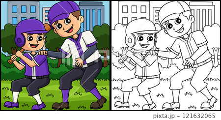 Baseball Father and Son Playing Illustration 121632065