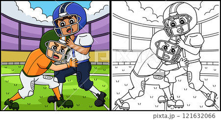 American Football Players Pushing Illustration 121632066