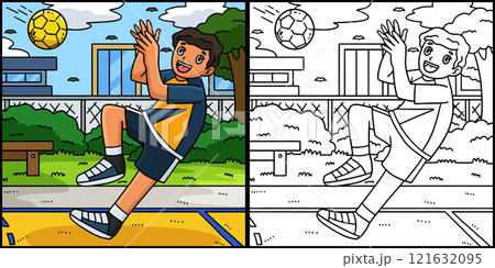 Handball Player Catching the Ball Illustration 121632095