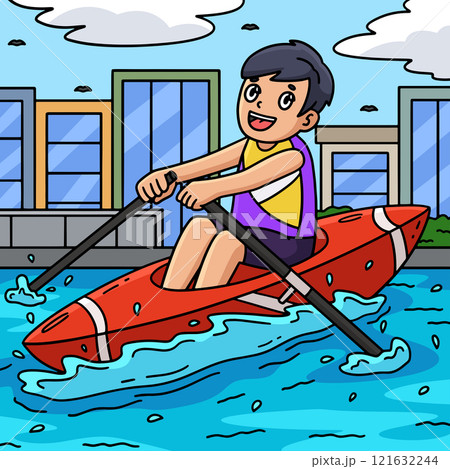 Rowing Oarsman in the Catch Position Colored  121632244