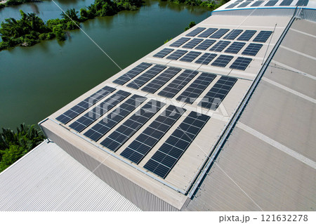 Solar cell photovoltaic panels technology for renewable energy solution on roof. Electrical energy obtained from nature sunlight clean renewable energy. Solar cell photovoltaic panels technology for renewable energy solution on roof. Electrical energy obtained from nature sunlight clean renewable energy. 121632278