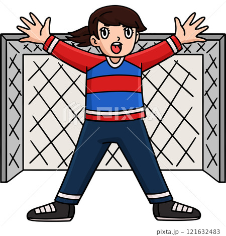 Female Handball Goalkeeper Protecting Base Clipart 121632483