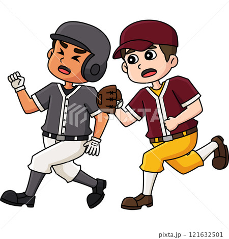 Baseball Player Tag Cartoon Colored Clipart  Baseball Player Tag Cartoon Colored Clipart  121632501