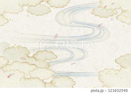 源氏物語 紫式部 雲隠れ 水彩 イラスト 源氏物語 紫式部 雲隠れ 水彩 イラスト 121632540