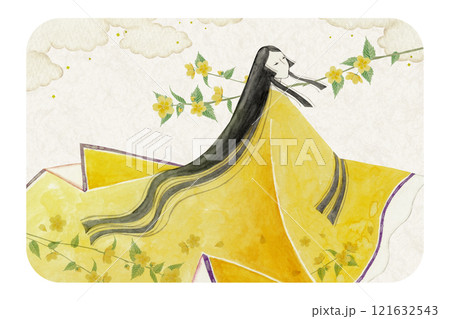 源氏物語　紫式部　 22帖 玉鬘　水彩 イラスト 121632543