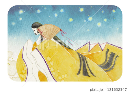 源氏物語　紫式部　25帖 蛍 　水彩 イラスト 121632547