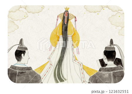 源氏物語　紫式部　29帖 行幸 　水彩 イラスト 121632551