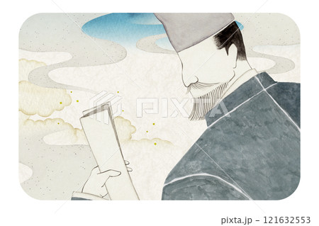 源氏物語　紫式部　 31帖 真木柱　水彩 イラスト 121632553