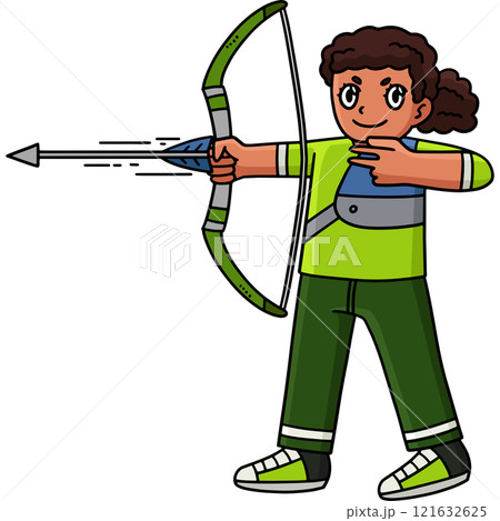 Archery Female Archer Firing Arrow Cartoon Clipart Archery Female Archer Firing Arrow Cartoon Clipart 121632625