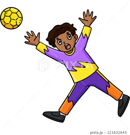 Handball Goalkeeper Block the Ball Cartoon Clipart Handball Goalkeeper Block the Ball Cartoon Clipart 121632643