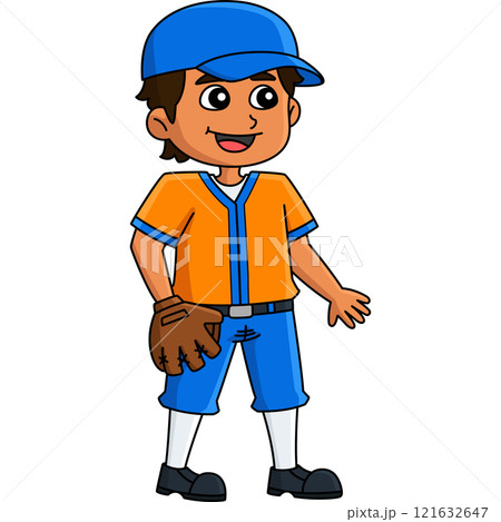 Baseball Player Cartoon Colored Clipart  121632647