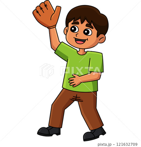 Baseball Kids Playing Catch Ball Cartoon Clipart 121632709