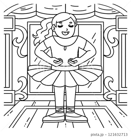 Ballerina in the First Position Coloring Page  121632713