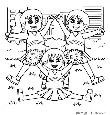 Cheerleading Female Cheerleader Squad Coloring Cheerleading Female Cheerleader Squad Coloring 121632758