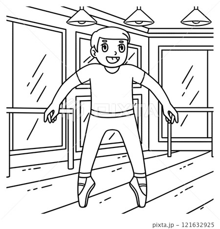 Ballet Danseur in Saute Position Coloring Page  121632925