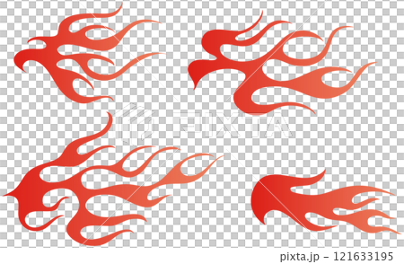Burning flame/fire decorative material illustration set 121633195
