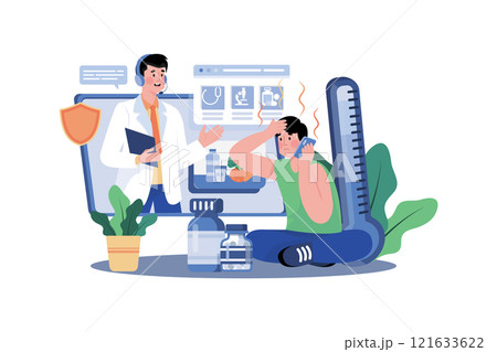 Man Getting Online Health Support Man Getting Online Health Support 121633622