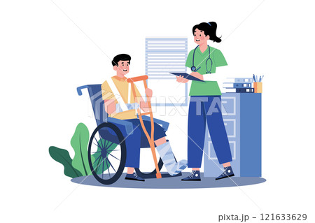 Nurse Standing With Patient Illustration concept on white background Nurse Standing With Patient Illustration concept on white background 121633629