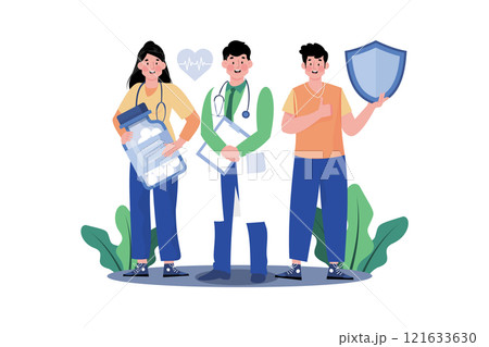 Hospital Staff Standing Together Illustration concept on white background 121633630