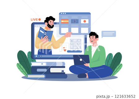 Man Learning Different Foreign Languages Online Man Learning Different Foreign Languages Online 121633652