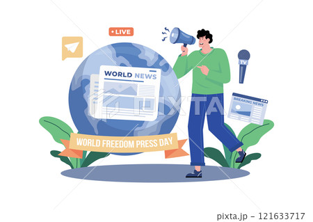 World Freedom Press Day Illustration concept on white background 121633717