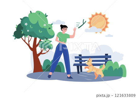 Girl Training Her Domestic Animal Girl Training Her Domestic Animal 121633809