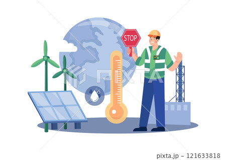 Global Warming Awareness Illustration concept on white background 121633818