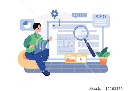 SEO Monitoring Illustration concept on white background 121633834