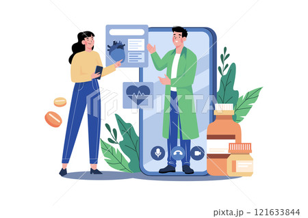 Online Cardiologist Illustration concept on white background 121633844