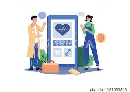 Medical App Illustration concept on white background 121633846